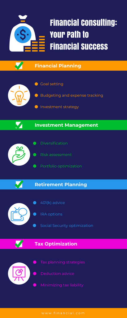 Tips for Financial Success Infographic tervezősablon