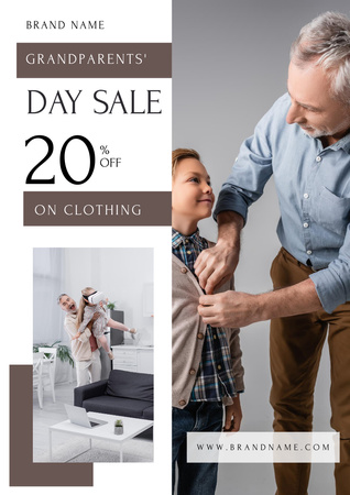 Grandparents Day Clothing Sale with Big Discount Poster A3 Design Template