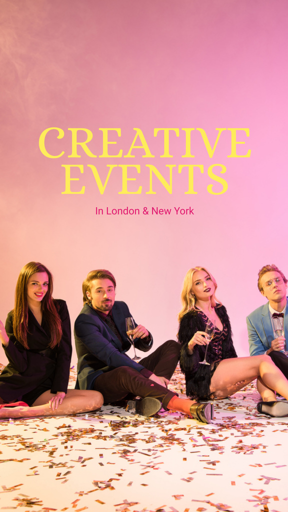 Creative Event Invitation People with Champagne Glasses Instagram Story Modelo de Design