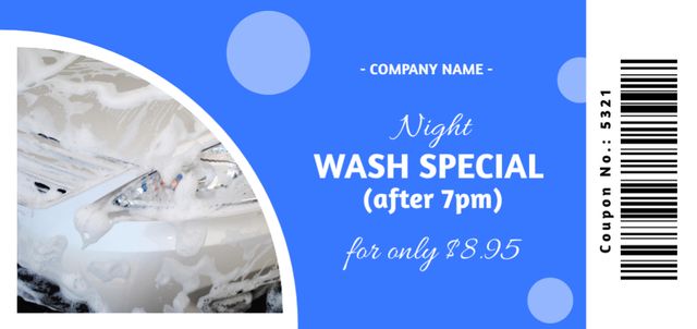 Ontwerpsjabloon van Coupon Din Large van Night Wash Discount Offer on Blue