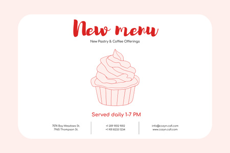 Illustration of Cute Pink Cupcake Poster 24x36in Horizontal Design Template