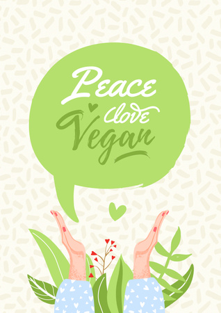 Vegan Lifestyle Concept with Green Plant Poster Design Template