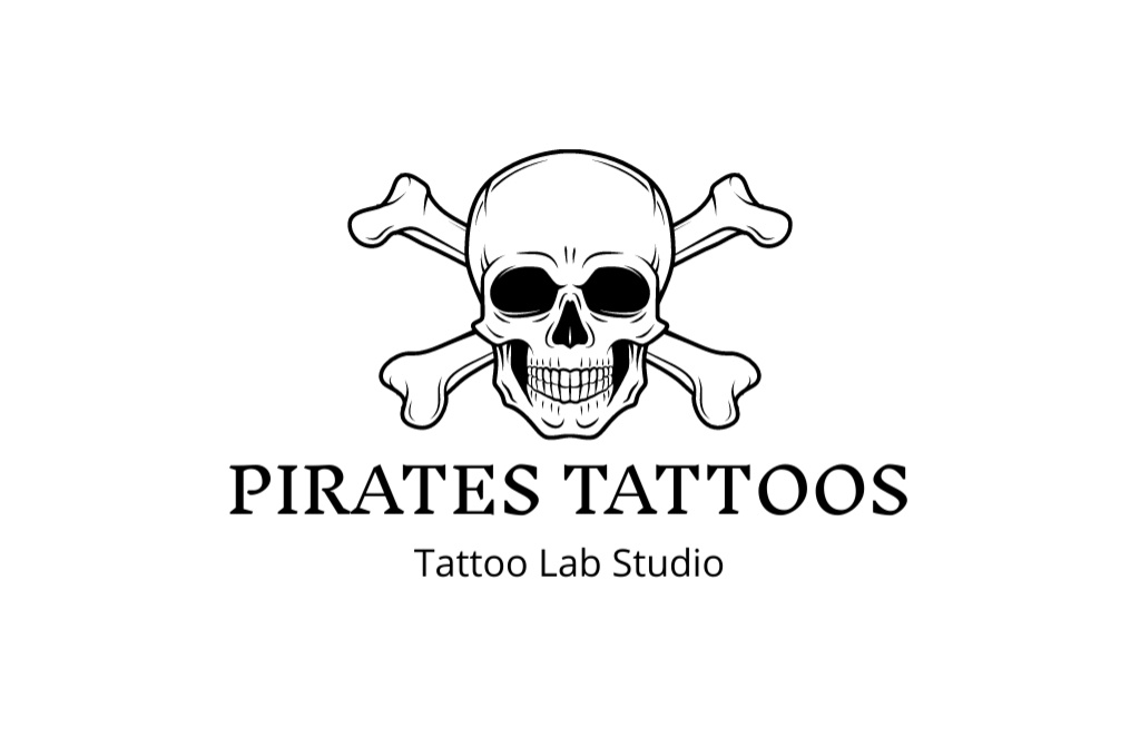 Pirates Symbol Skull And Tattoo Lab Studio Service Business Card 85x55mm tervezősablon