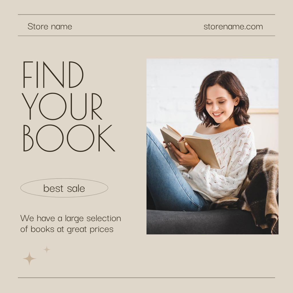 Woman reading Book on Couch Instagram – шаблон для дизайну
