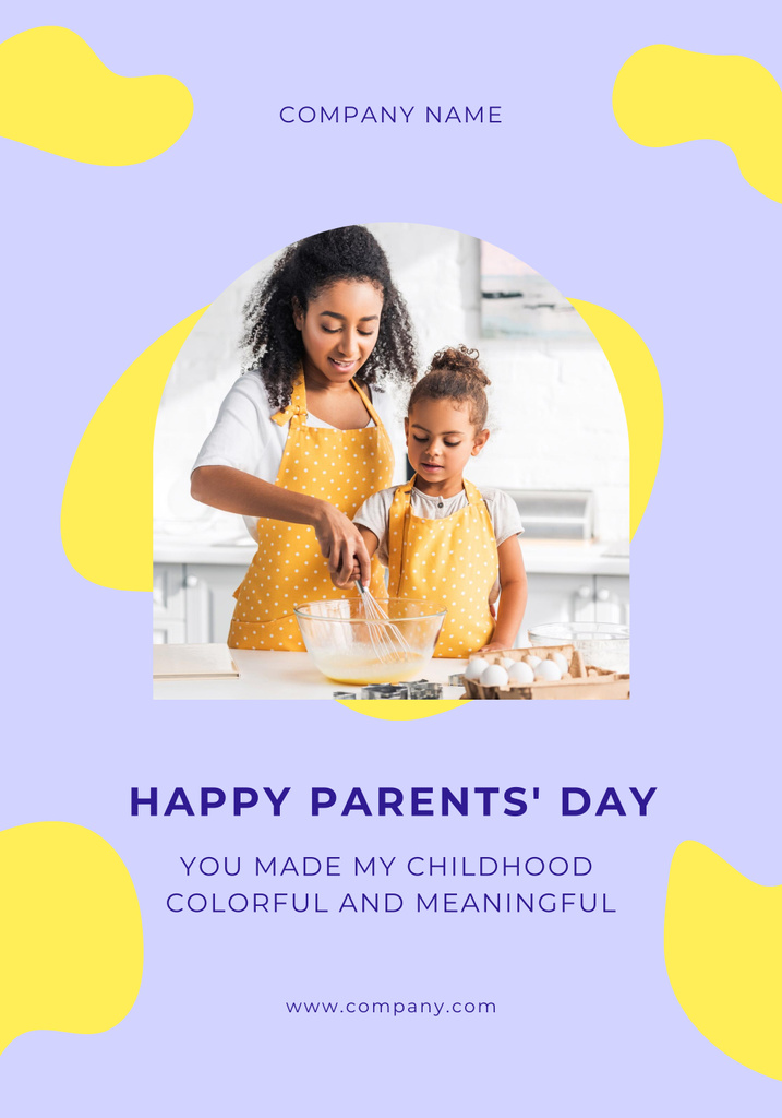 Mom cooking with Little Daughter on Parents' Day Poster 28x40in Design Template