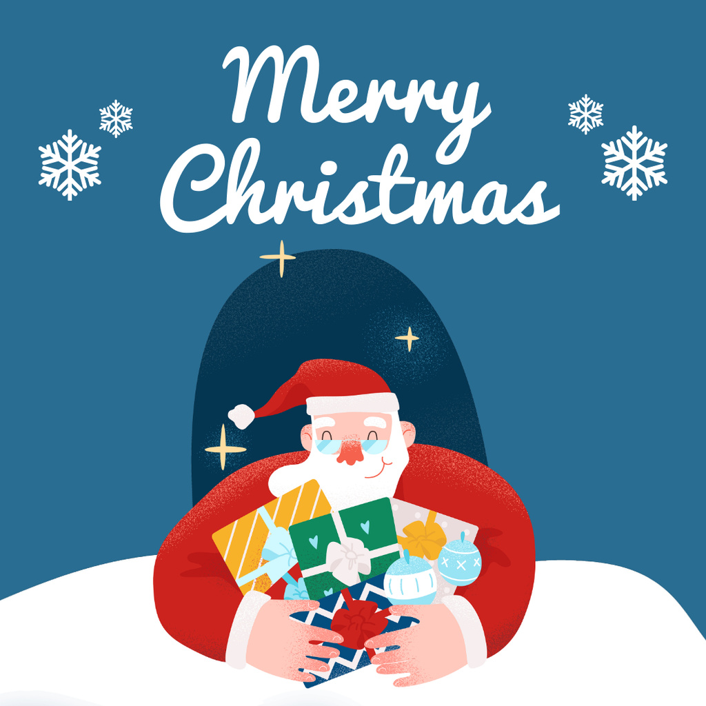 Prosperous Christmas Greeting with Santa Holding Gifts Instagram Tasarım Şablonu