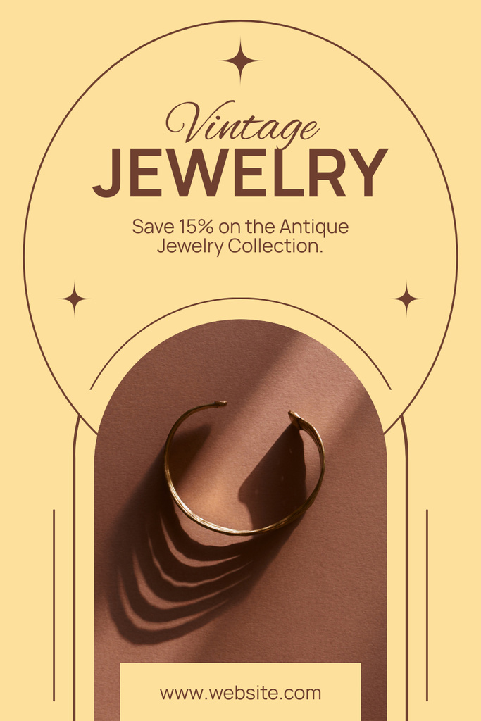 Ontwerpsjabloon van Pinterest van Exquisite Jewelry Collection With Bracelet And Discount Offer