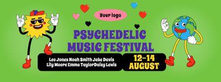 Psychedelic Music Festival Announcement Facebook Video cover Design Template