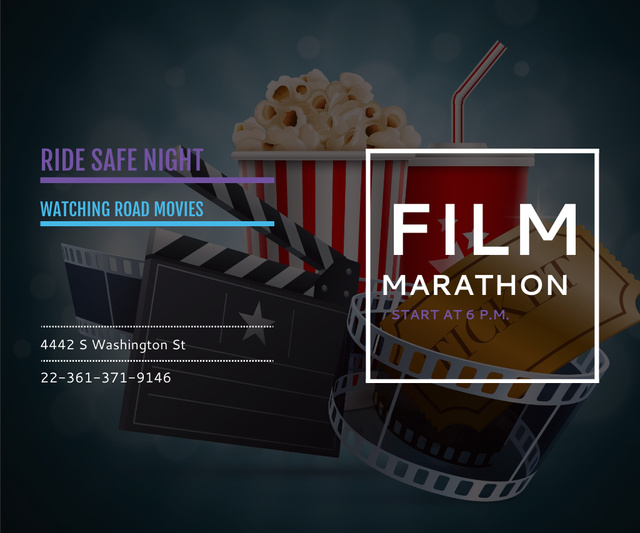 Ontwerpsjabloon van Large Rectangle van Movie Night Marathon Invitation