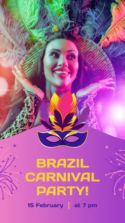 Brazília karneváli parti tánccal és jelmezekkel Instagram Video Story tervezősablon