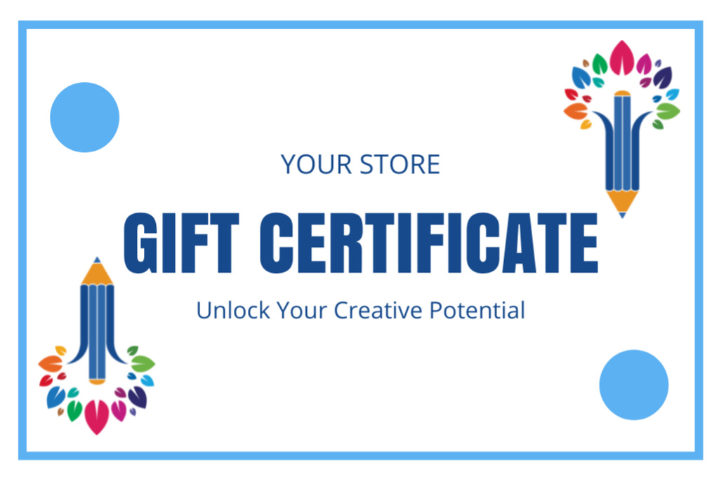 Gift Voucher to Stationery Store on White Gift Certificate Design Template