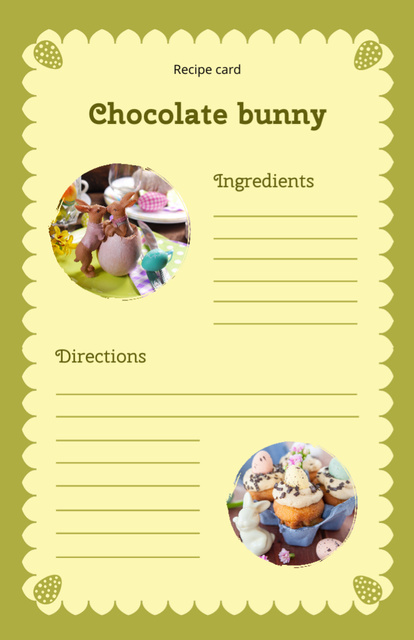 Easter Chocolate Bunny Cooking Directions Recipe Card Design Template