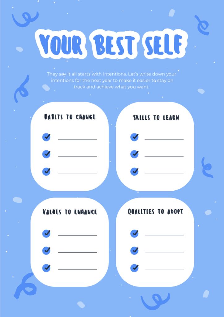 Template di design New Year intentions list Schedule Planner