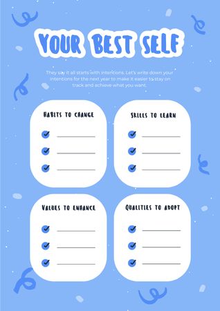 Template di design New Year intentions list Schedule Planner