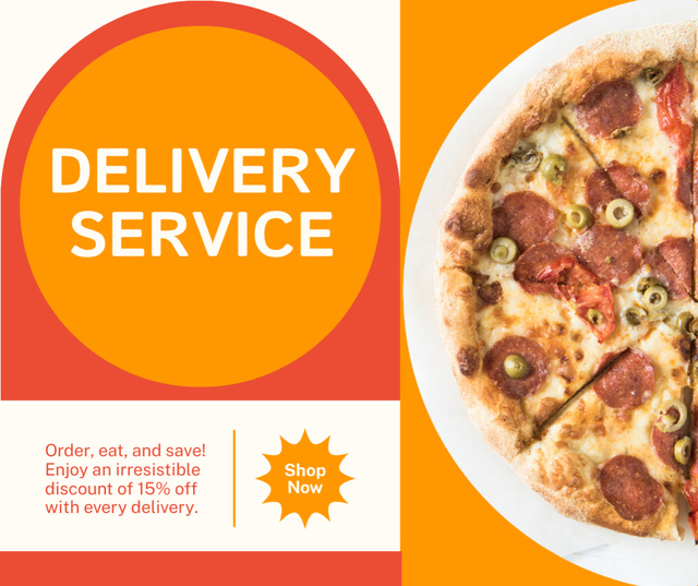 Delivery Service Ad from Fast Casual Restaurant Facebook Modelo de Design