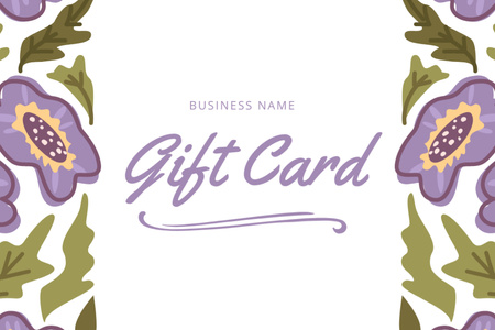 Modèle de visuel Bon avec des fleurs violettes - Gift Certificate