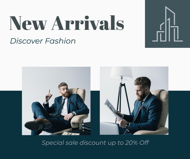 Ad of Male Fashion with Stylish Handsome Man Facebook Design Template