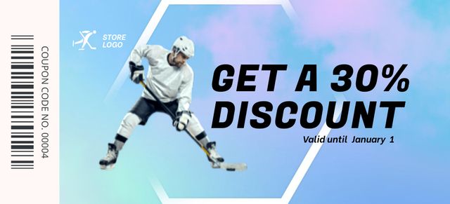 Developing Hockey Skills Promotion With Discounts Coupon 3.75x8.25in Design Template