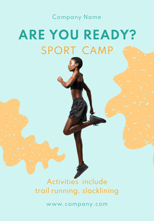 Modèle de visuel Femme afro-américaine, faire du sport sur bleu - Poster 28x40in
