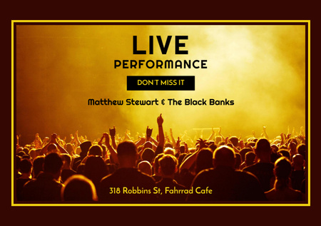 Plantilla de diseño de Live Performance Announcement with Crowd at Concert Flyer A5 Horizontal 