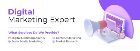 Services of Digital Marketing Expert Facebook cover Πρότυπο σχεδίασης