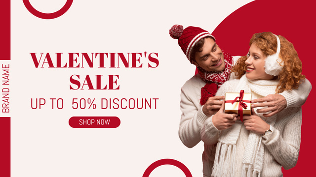 Amorous Celebration Sale with Couple in Love FB event cover Design Template