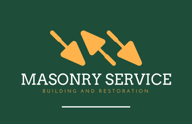 Masonry Building and Restoration Green Business Card 85x55mm Design Template