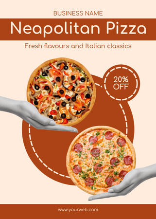 Oferta Desconto na Pizza Neopolitan Flayer Modelo de Design