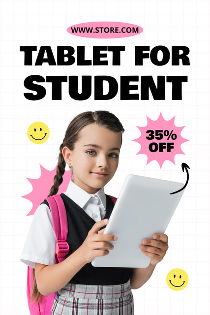 Offer Discounts on Tablets for Students Pinterest Design Template