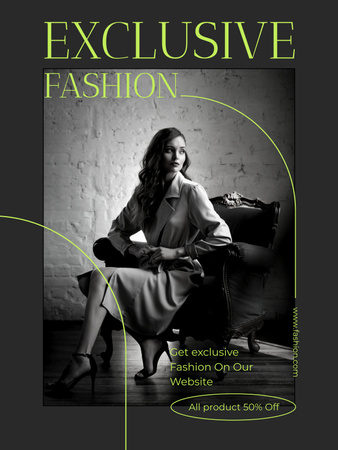 Platilla de diseño Offer of Exclusive Fashion with Stylish Model Poster 36x48in
