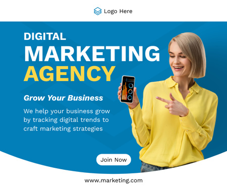Digital Marketing Services Ad with Phone Facebook Design Template