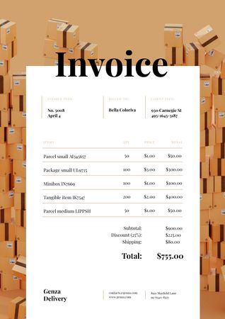 Packing Services with Stack of Boxes Invoice Tasarım Şablonu