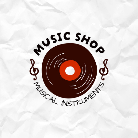 Enchanting Music Shop Ad with Vintage Vinyl Logo 1080x1080px Šablona návrhu