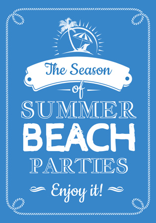 Summer Beach Parties Announcement with Sketch Poster 28x40inデザインテンプレート