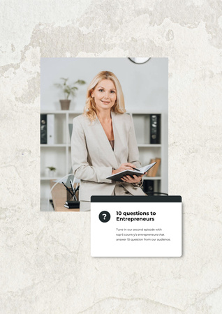 Woman Entrepreneur with coffee Poster Design Template