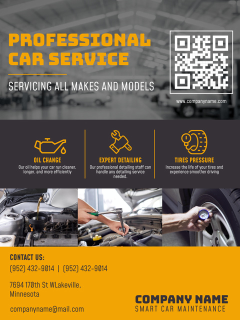 Offer of Professional Car Services Poster US – шаблон для дизайну