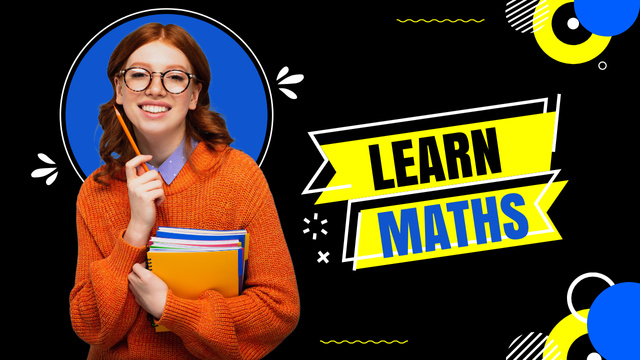 Mathematics Competition Announcement with Smiling Girl Youtube Thumbnail Design Template