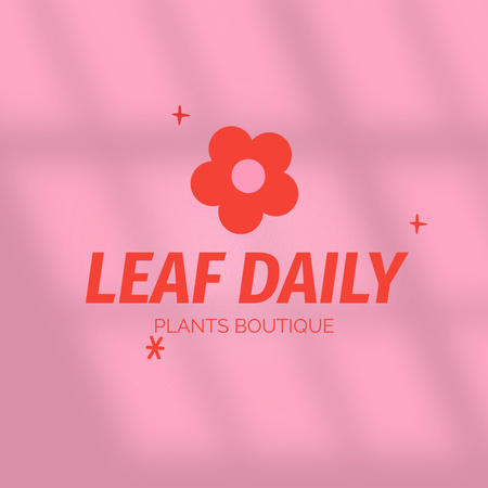 Plants Store Offer with Red Flower Illustration Logoデザインテンプレート