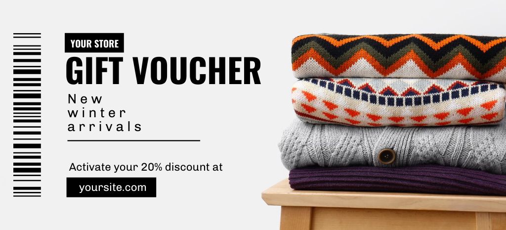 Platilla de diseño Special Sale Offer of Cozy Winter Sweaters Coupon 3.75x8.25in