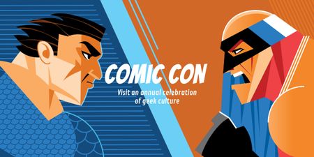 Invitation to International Comic Heroes Event Image Design Template