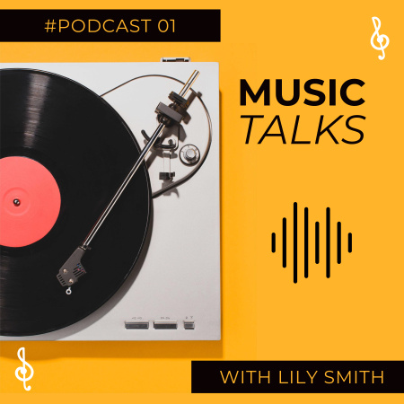 Platilla de diseño A Beautiful Music Player on a Yellow Background  Podcast Cover