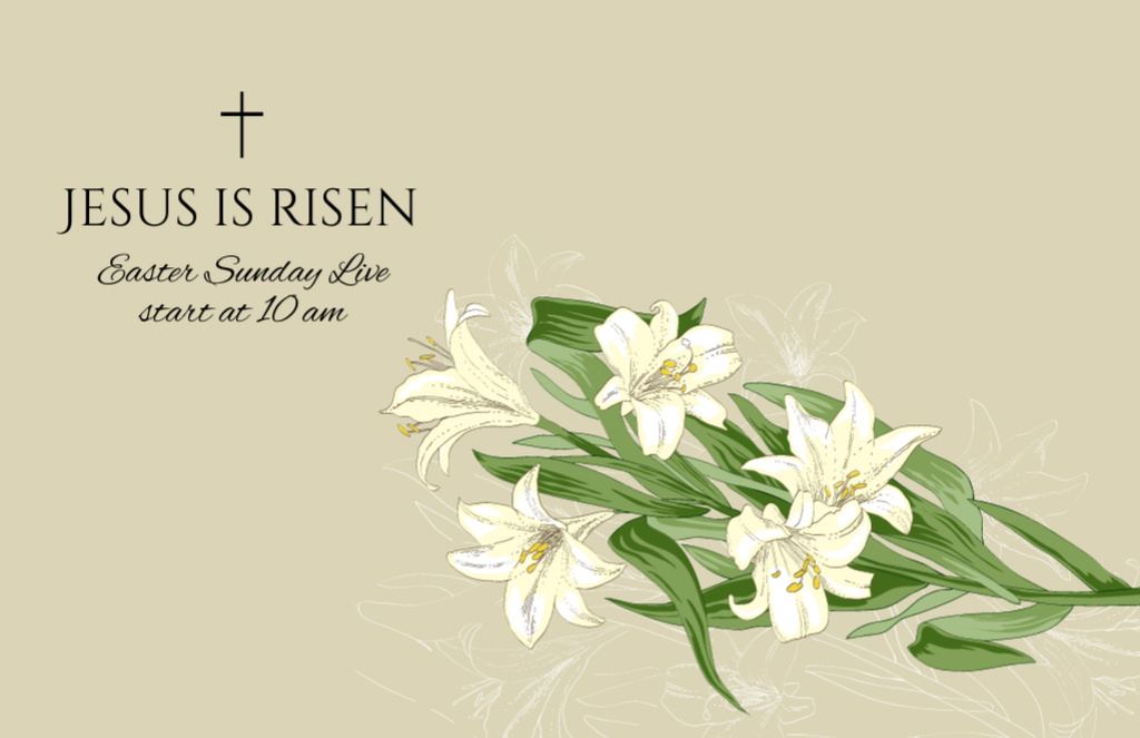 Lily Bouquet on Easter Sunday Celebration Ad Flyer 5.5x8.5in Horizontal Design Template