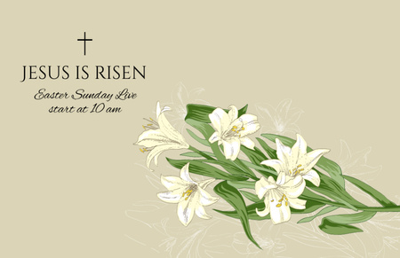 Liliom csokor húsvétvasárnapi ünnepi hirdetés Flyer 5.5x8.5in Horizontal tervezősablon