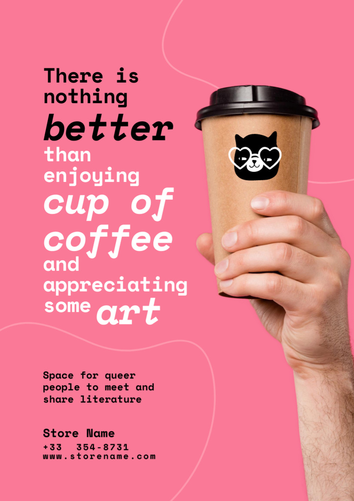 Art Event Advertisement with Cup of Coffe Poster A3 Tasarım Şablonu