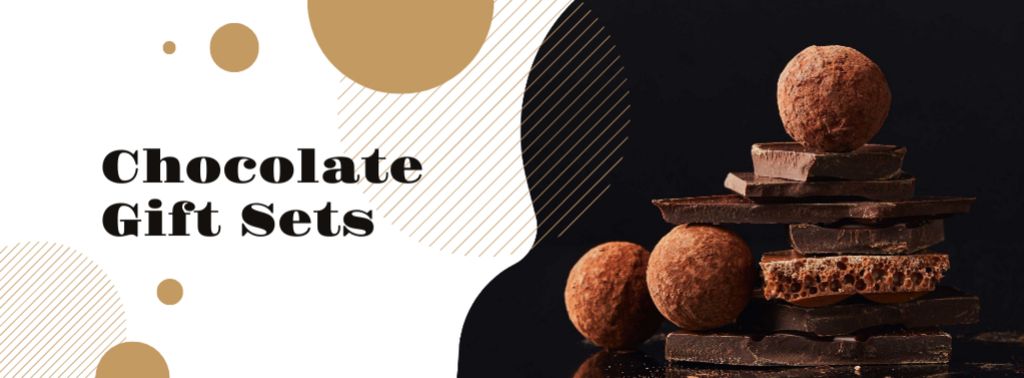 Dark sweet Chocolate pieces Facebook cover – шаблон для дизайна
