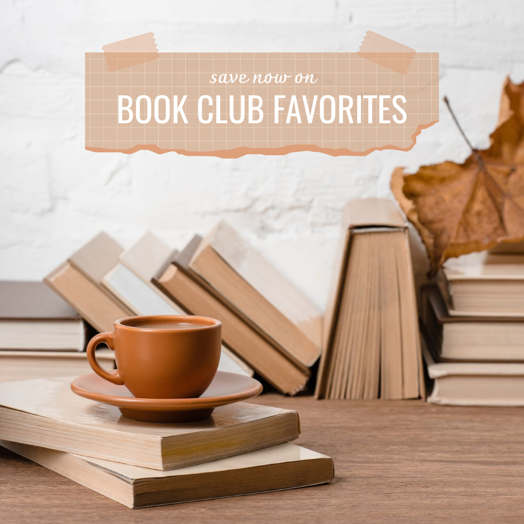 Cozy Book Club Announcement Instagram tervezősablon