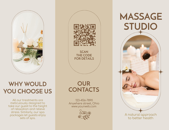 Massage Studio Services Offer Brochure 8.5x11in Πρότυπο σχεδίασης
