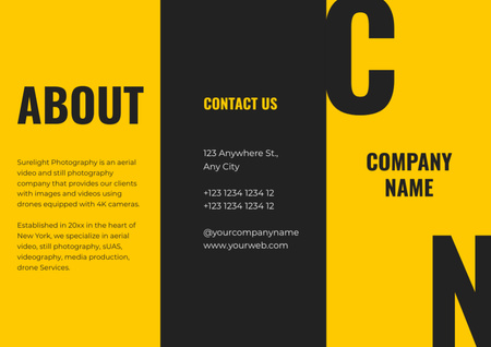 Ontwerpsjabloon van Brochure van Creatieve fotostudio zwart en geel