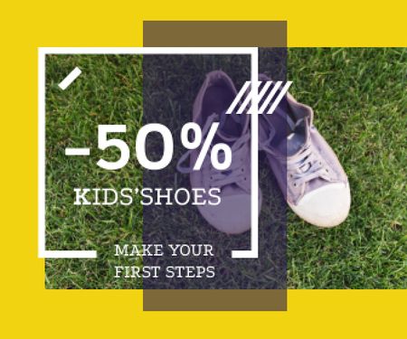 Kids' Shoes Sale Sneakers on Grass Large Rectangleデザインテンプレート