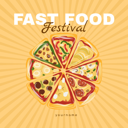 Fast Food Festival Announcement with Pizza Instagram Tasarım Şablonu